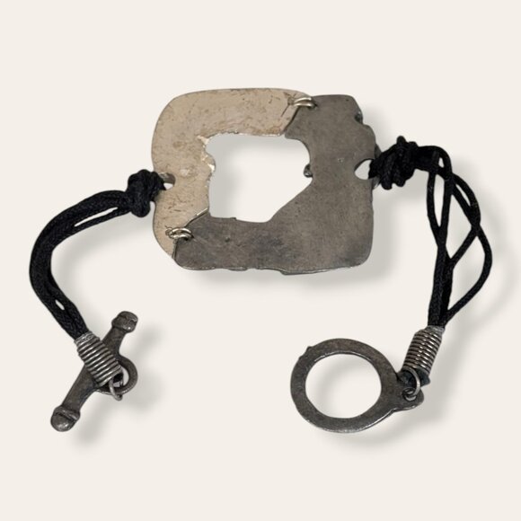 V. Distressed Metal Square Bracelet - Picture 4 of 5